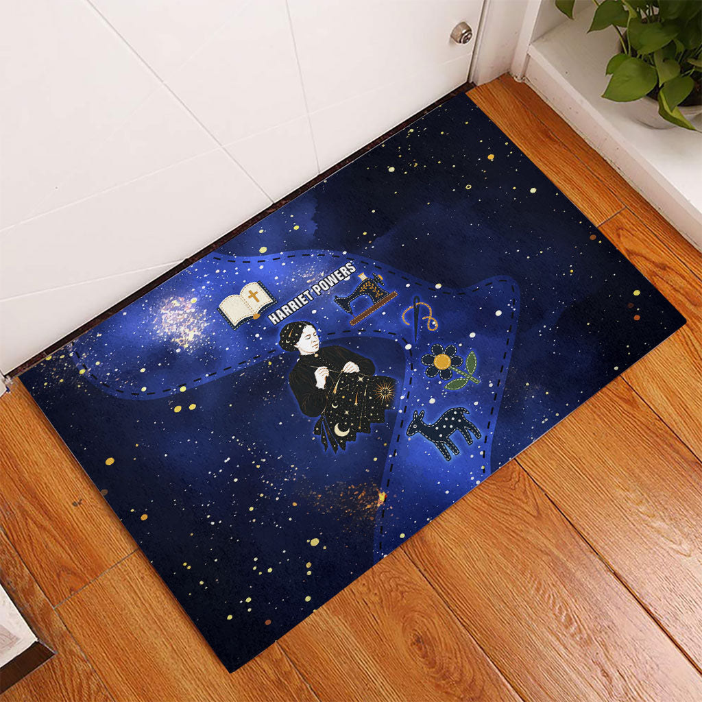 Harriet Powers Rubber Doormat African American History - Galaxy Celestial Starry Night - Folk Art Quilter