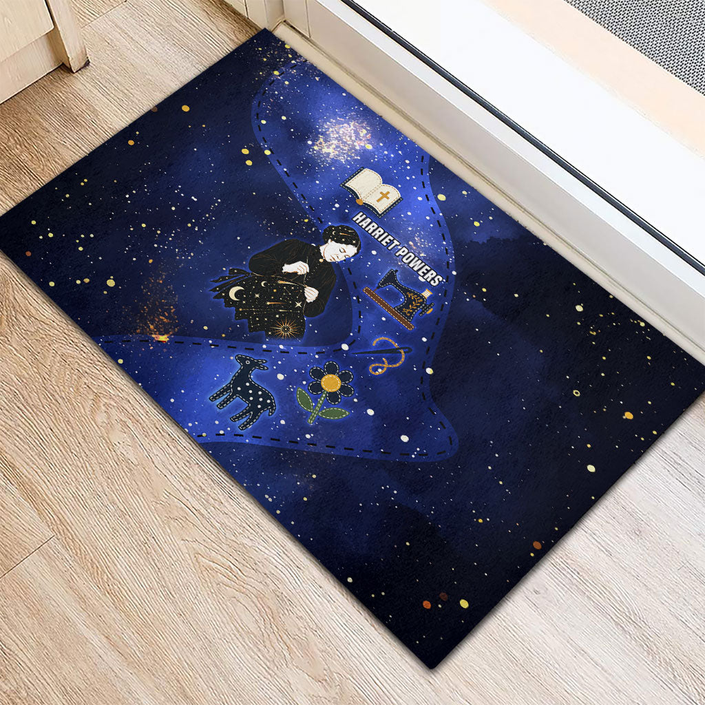 Harriet Powers Rubber Doormat African American History - Galaxy Celestial Starry Night - Folk Art Quilter