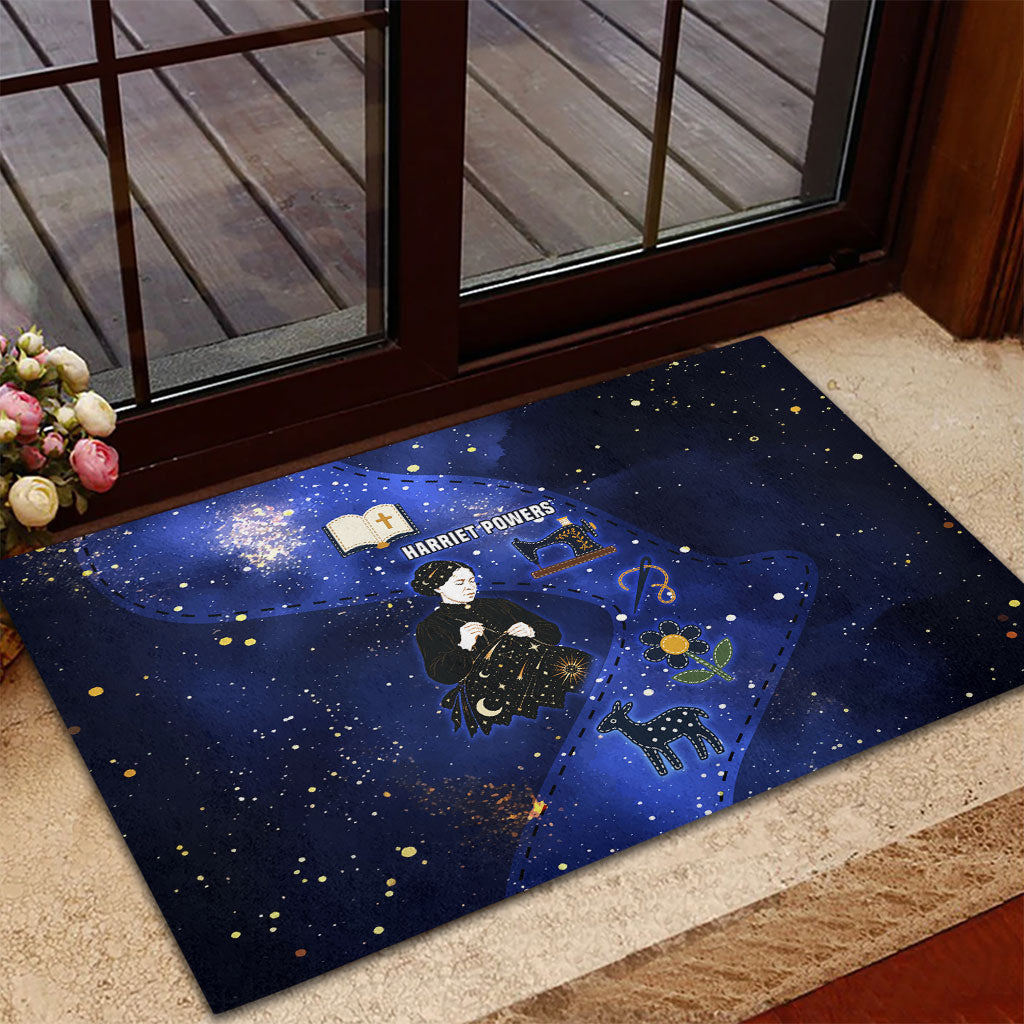 Harriet Powers Rubber Doormat African American History - Galaxy Celestial Starry Night - Folk Art Quilter