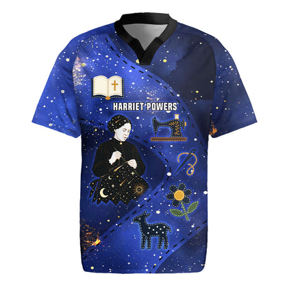 Harriet Powers Rugby Jersey African American History - Galaxy Celestial Starry Night - Folk Art Quilter