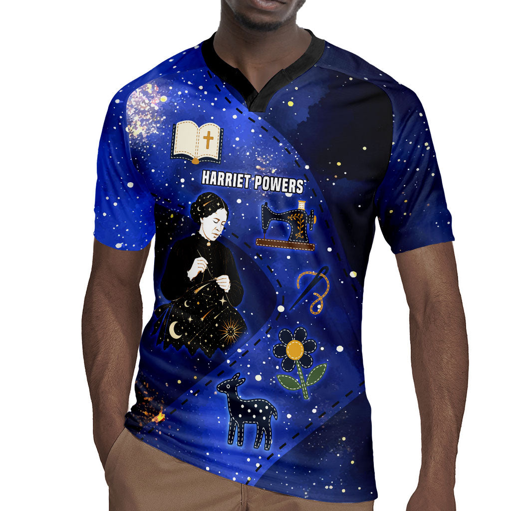 Harriet Powers Rugby Jersey African American History - Galaxy Celestial Starry Night - Folk Art Quilter