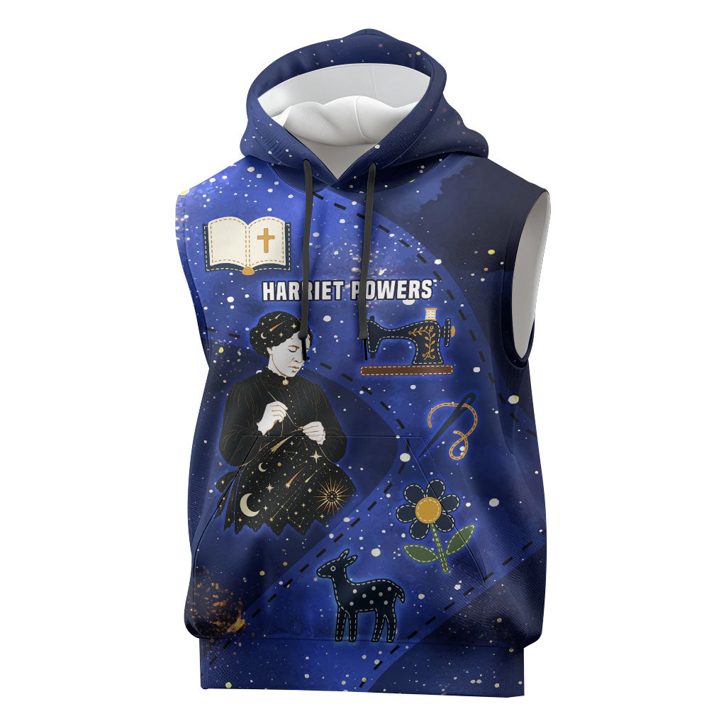 Harriet Powers Sleeveless Hoodie African American History - Galaxy Celestial Starry Night - Folk Art Quilter