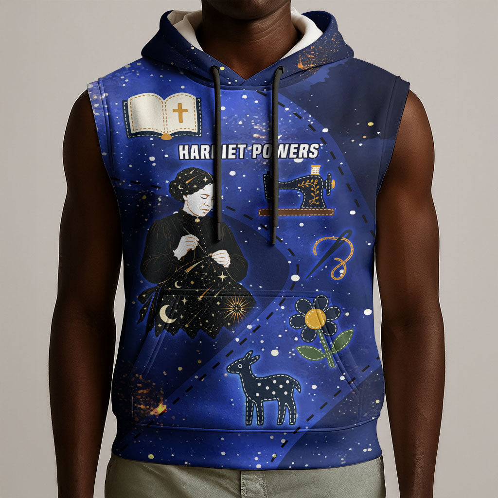 Harriet Powers Sleeveless Hoodie African American History - Galaxy Celestial Starry Night - Folk Art Quilter