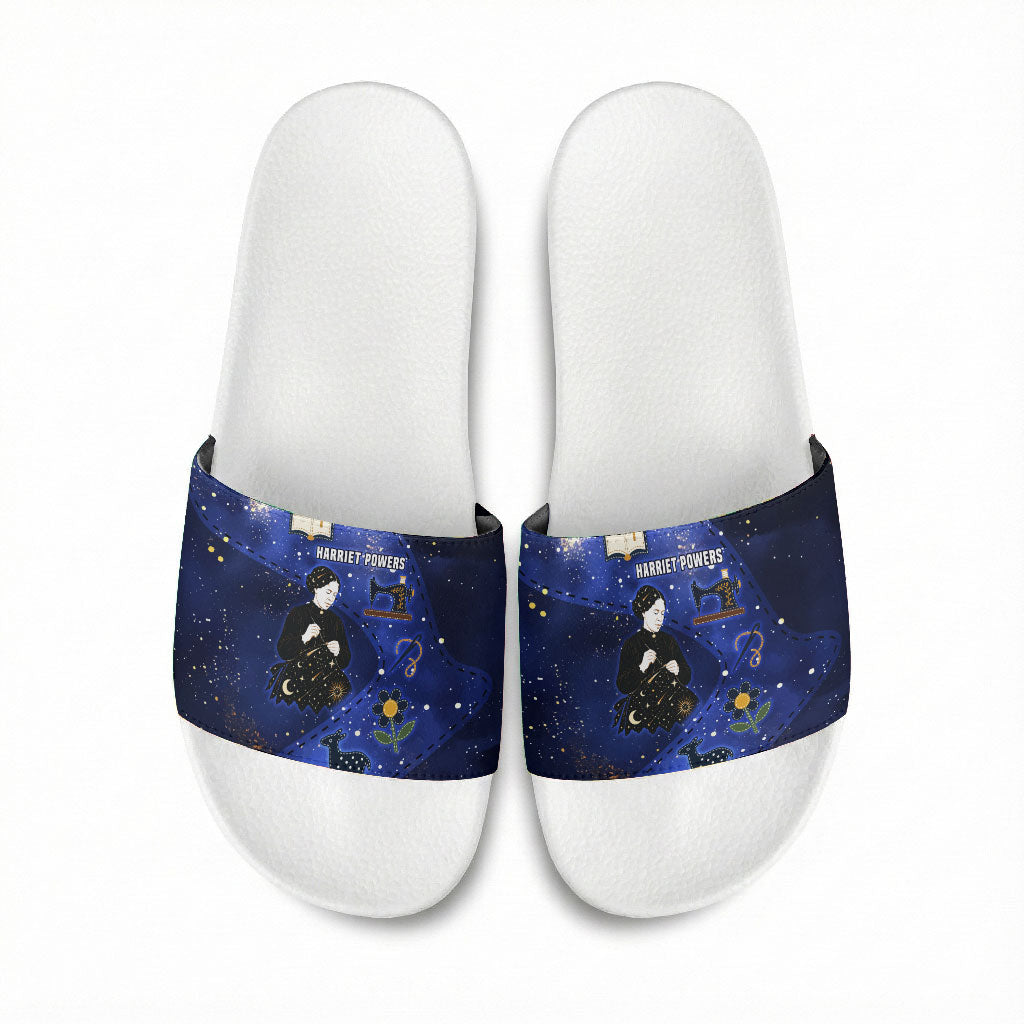 Harriet Powers Slide Sandals African American History - Galaxy Celestial Starry Night - Folk Art Quilter