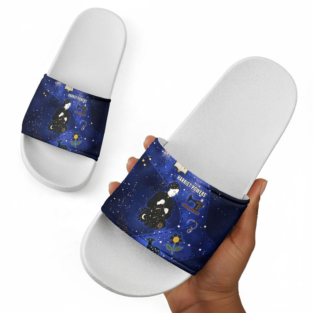 Harriet Powers Slide Sandals African American History - Galaxy Celestial Starry Night - Folk Art Quilter