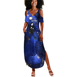 Harriet Powers Summer Maxi Dress African American History - Galaxy Celestial Starry Night - Folk Art Quilter