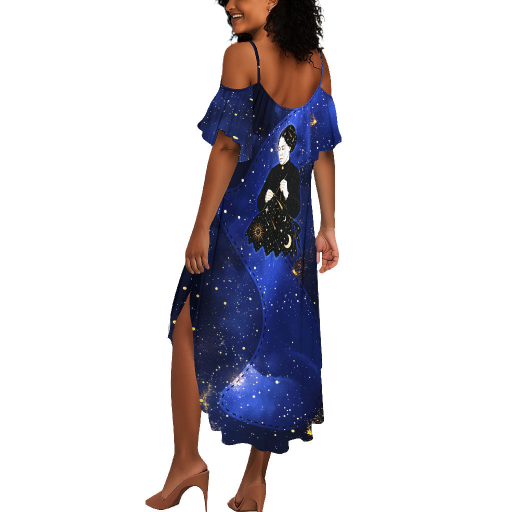 Harriet Powers Summer Maxi Dress African American History - Galaxy Celestial Starry Night - Folk Art Quilter
