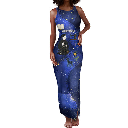 Harriet Powers Tank Maxi Dress African American History - Galaxy Celestial Starry Night - Folk Art Quilter