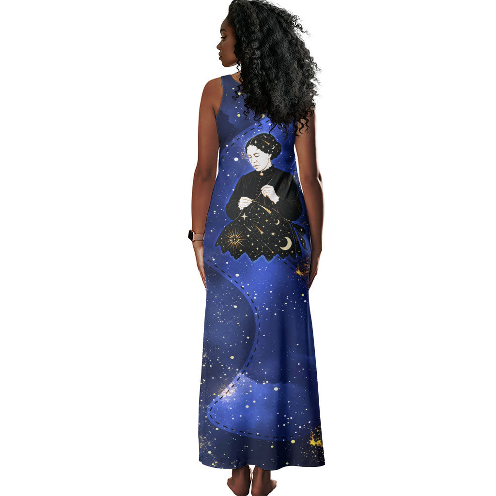 Harriet Powers Tank Maxi Dress African American History - Galaxy Celestial Starry Night - Folk Art Quilter