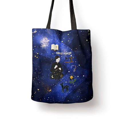 Harriet Powers Tote Bag African American History - Galaxy Celestial Starry Night - Folk Art Quilter