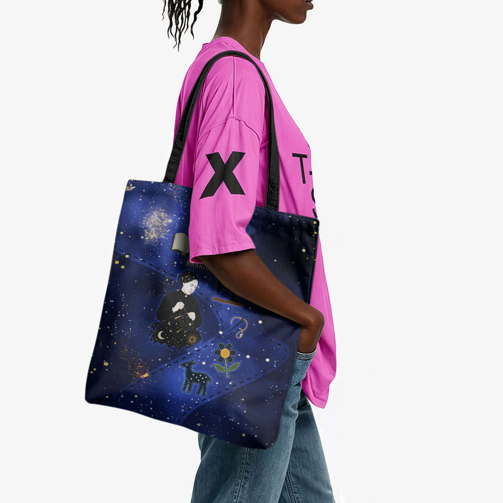 Harriet Powers Tote Bag African American History - Galaxy Celestial Starry Night - Folk Art Quilter