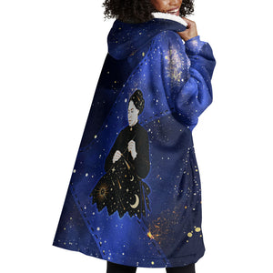 Harriet Powers Wearable Blanket Hoodie African American History - Galaxy Celestial Starry Night - Folk Art Quilter