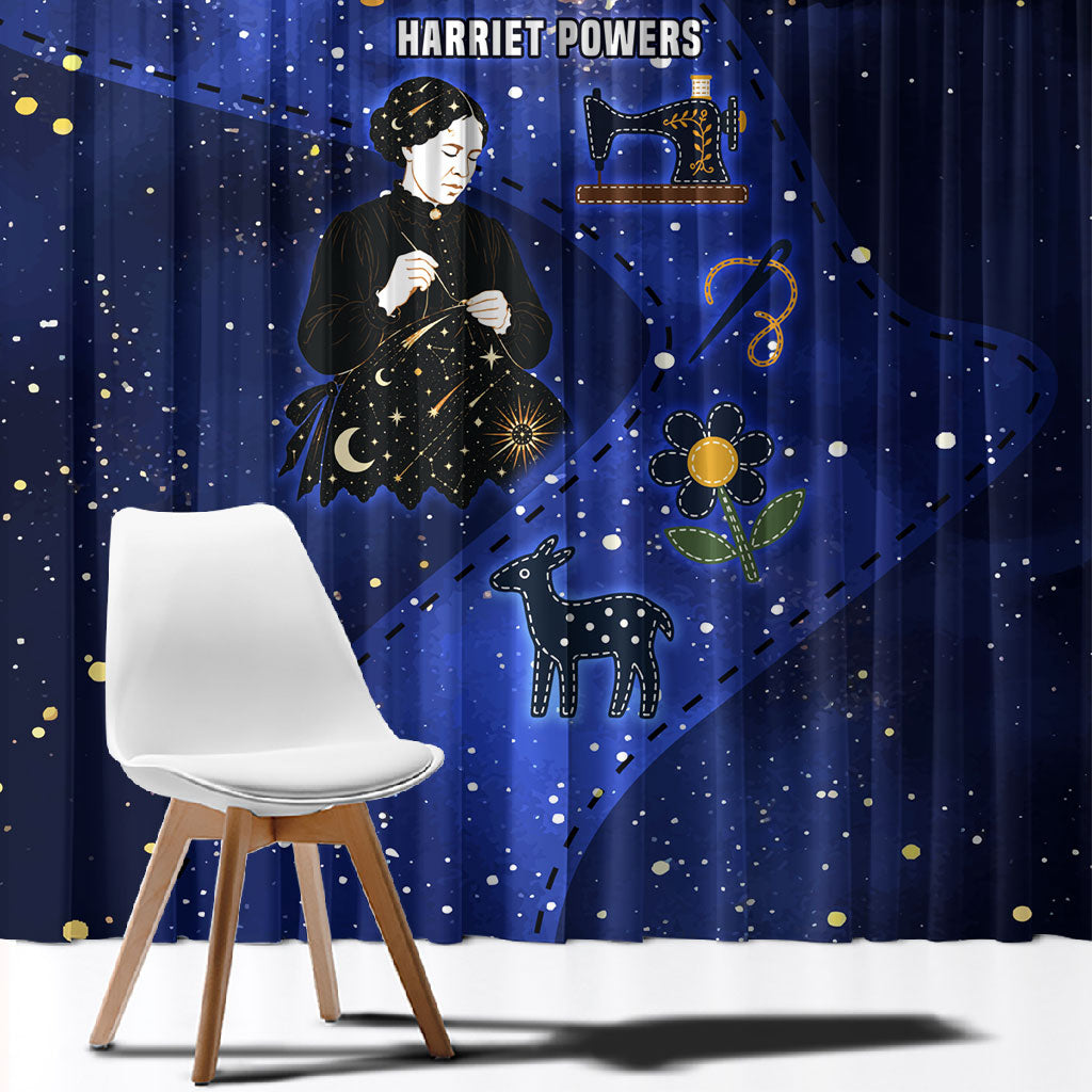 Harriet Powers Window Curtain African American History - Galaxy Celestial Starry Night - Folk Art Quilter