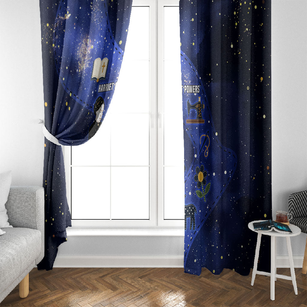 Harriet Powers Window Curtain African American History - Galaxy Celestial Starry Night - Folk Art Quilter