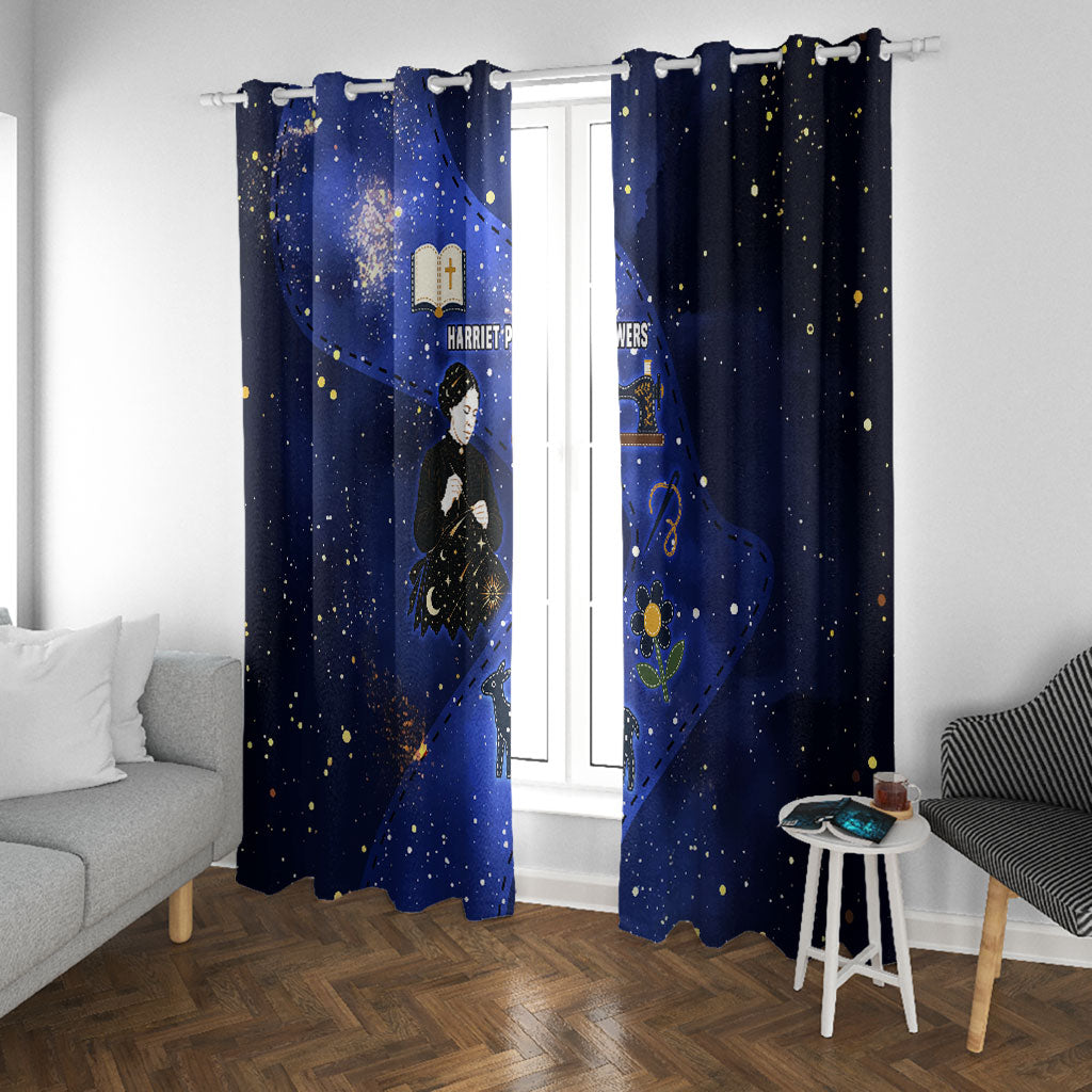 Harriet Powers Window Curtain African American History - Galaxy Celestial Starry Night - Folk Art Quilter