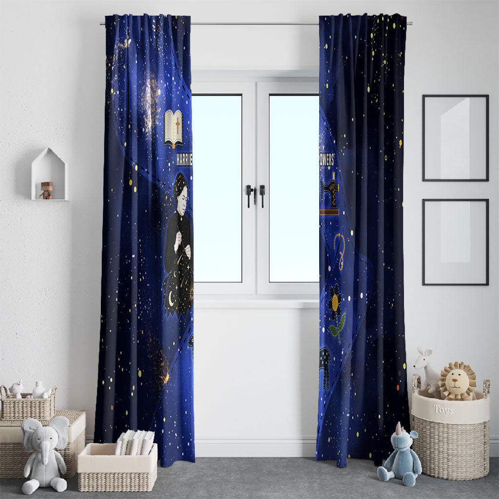 Harriet Powers Window Curtain African American History - Galaxy Celestial Starry Night - Folk Art Quilter