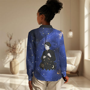 Harriet Powers Women Casual Shirt African American History - Galaxy Celestial Starry Night - Folk Art Quilter