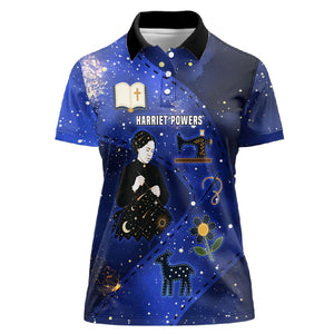 Harriet Powers Women Polo Shirt African American History - Galaxy Celestial Starry Night - Folk Art Quilter