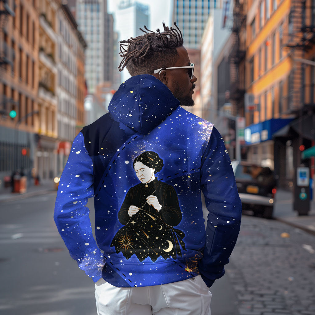 Harriet Powers Zip Hoodie African American History - Galaxy Celestial Starry Night - Folk Art Quilter