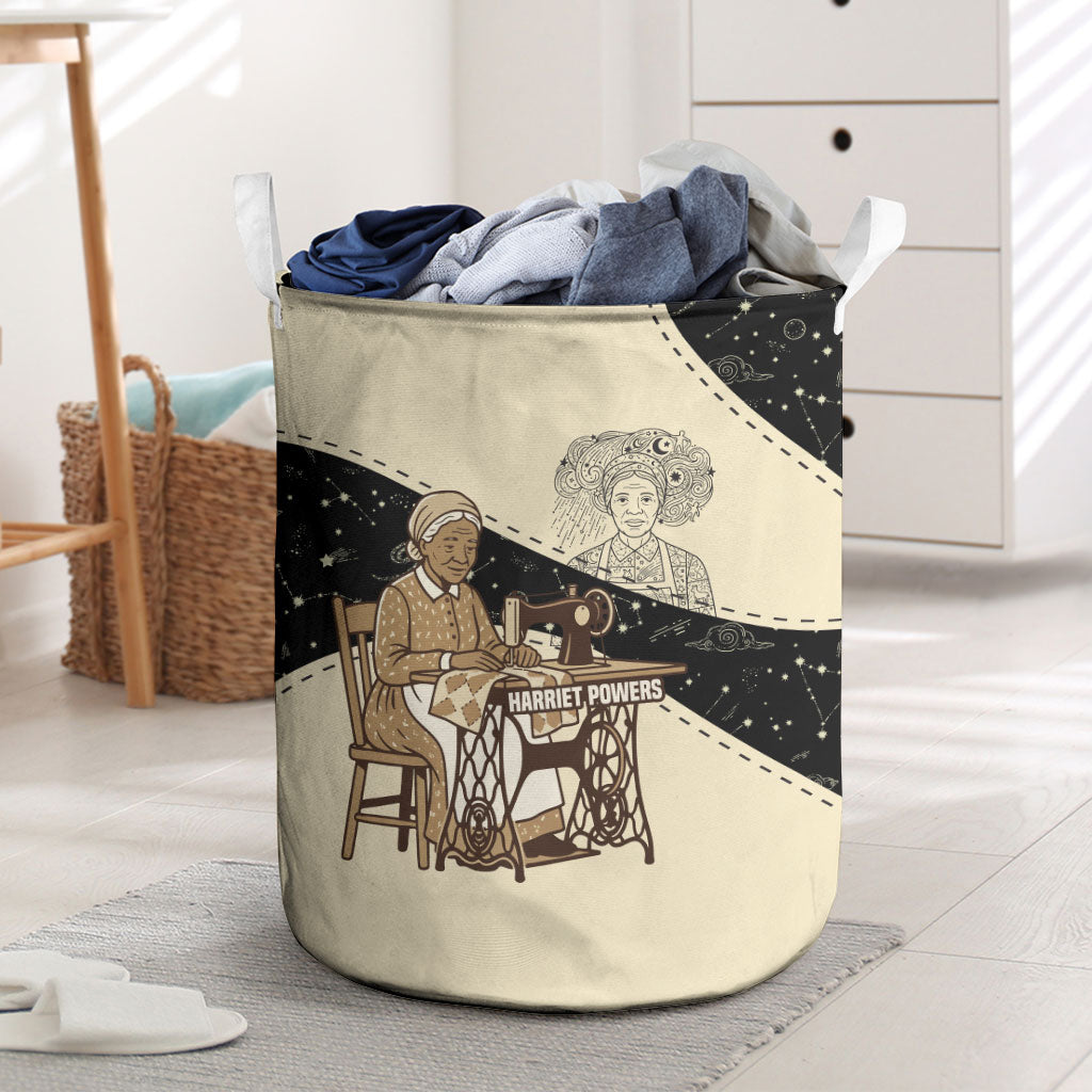 Harriet Powers Celestial Mystery Laundry Basket Vintage Line Art - African American Folk Quilt Pattern