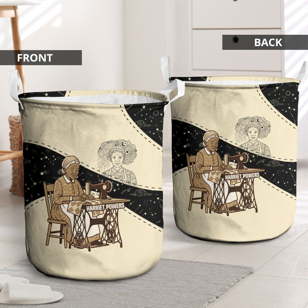 Harriet Powers Celestial Mystery Laundry Basket Vintage Line Art - African American Folk Quilt Pattern