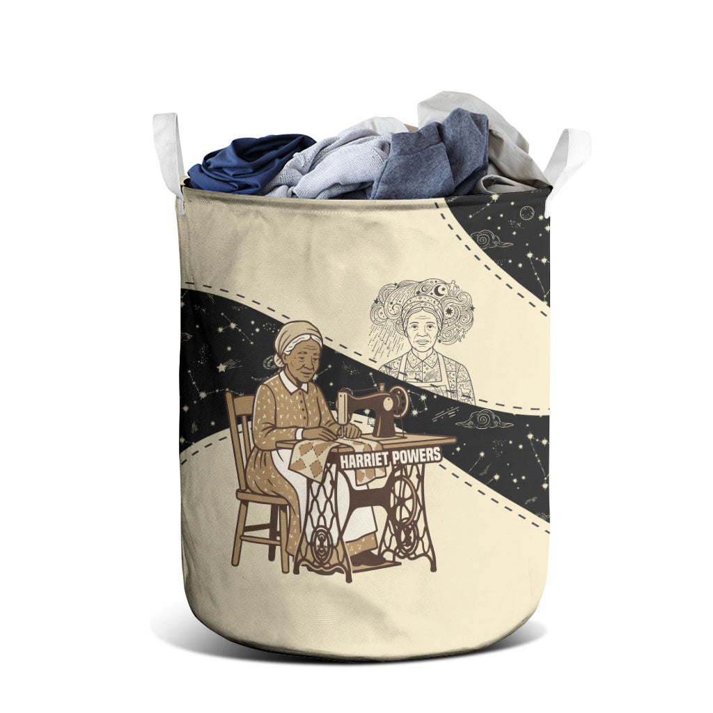 Harriet Powers Celestial Mystery Laundry Basket Vintage Line Art - African American Folk Quilt Pattern