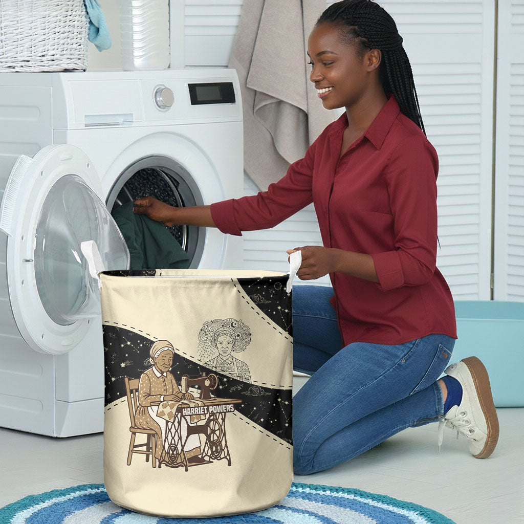 Harriet Powers Celestial Mystery Laundry Basket Vintage Line Art - African American Folk Quilt Pattern