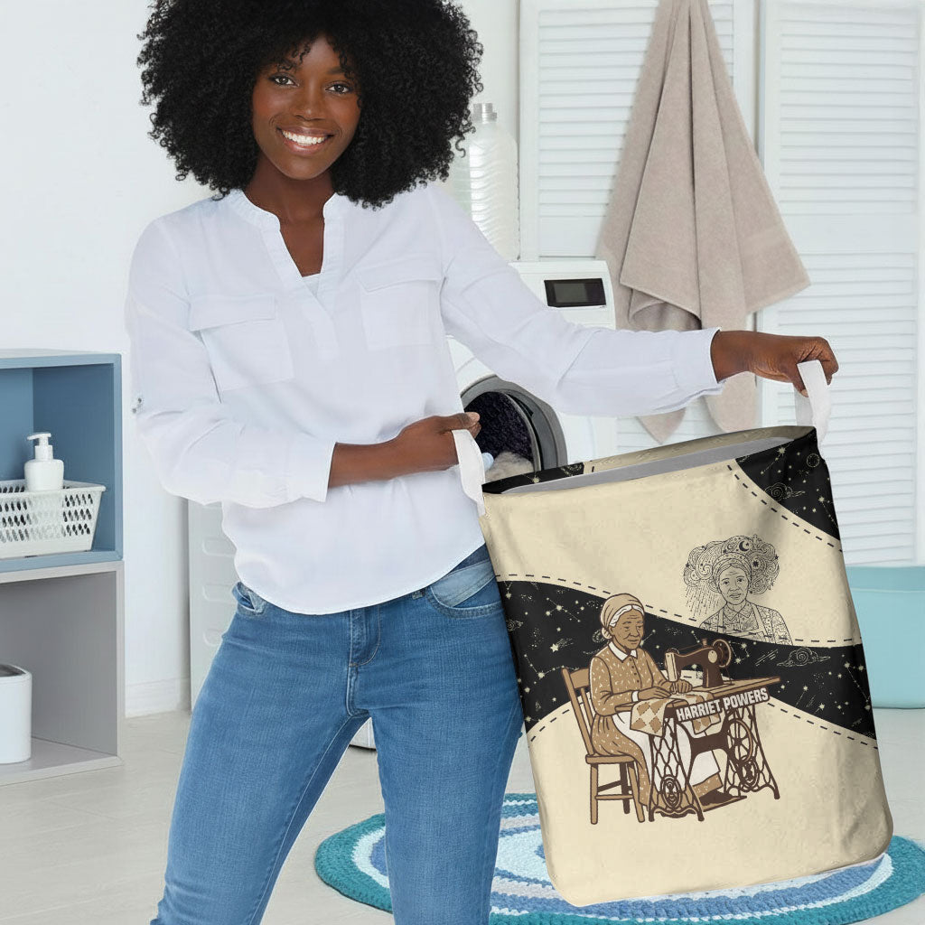 Harriet Powers Celestial Mystery Laundry Basket Vintage Line Art - African American Folk Quilt Pattern