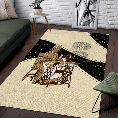 Harriet Powers Celestial Mystery Area Rug Vintage Line Art - African American Folk Quilt Pattern