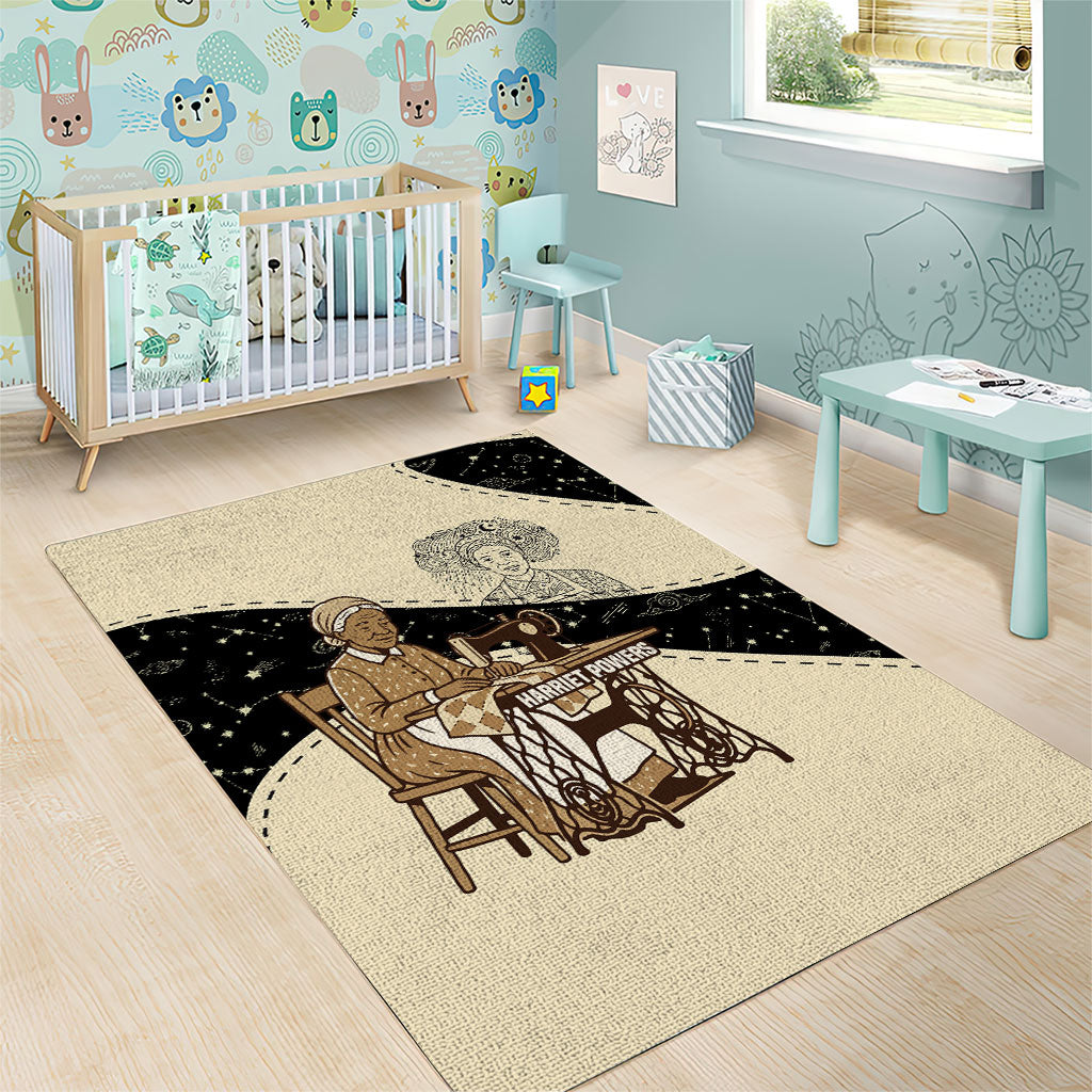 Harriet Powers Celestial Mystery Area Rug Vintage Line Art - African American Folk Quilt Pattern