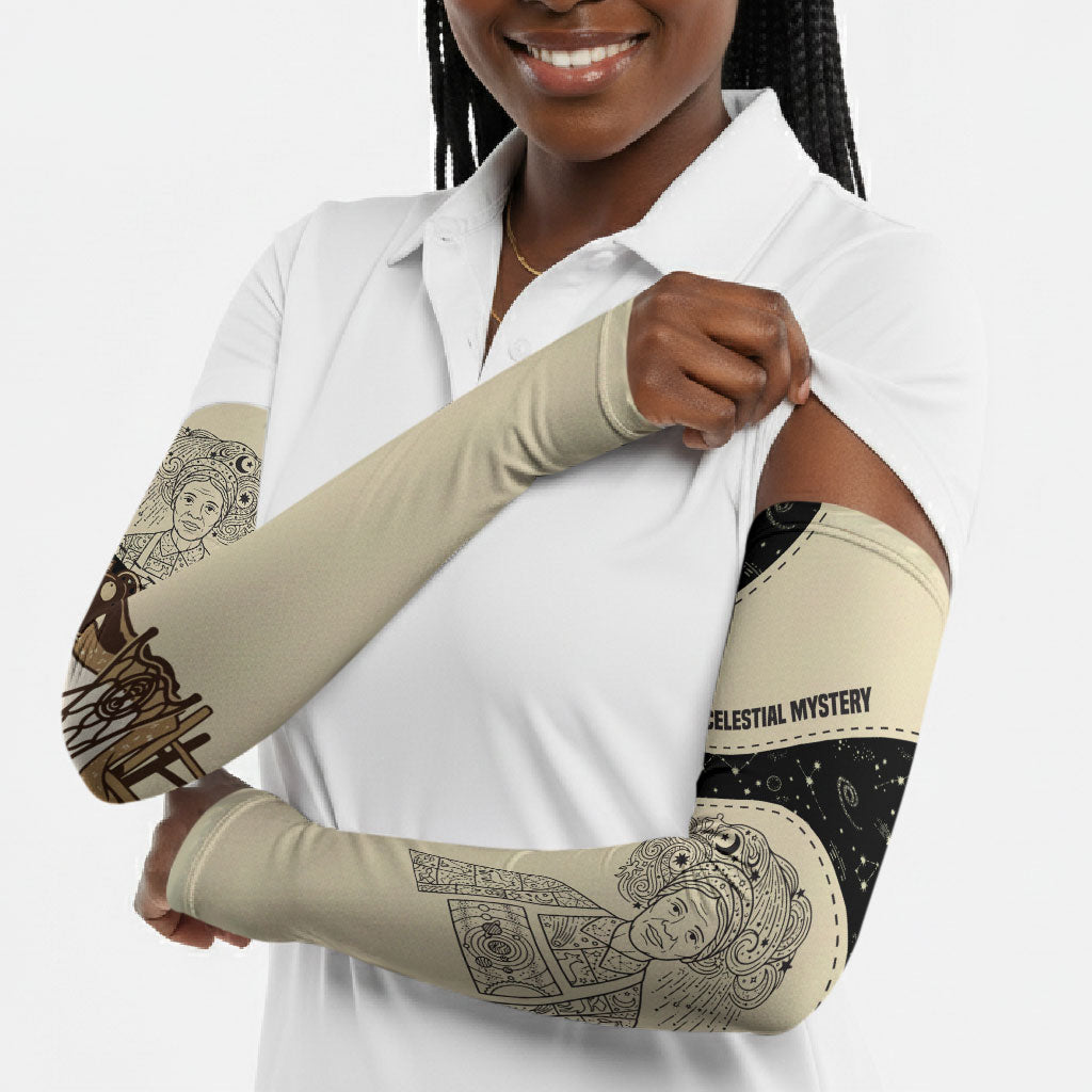 Harriet Powers Celestial Mystery Arm Sleeves Vintage Line Art - African American Folk Quilt Pattern
