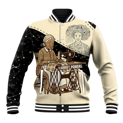 Harriet Powers Celestial Mystery Baseball Jacket Vintage Line Art - African American Folk Quilt Pattern