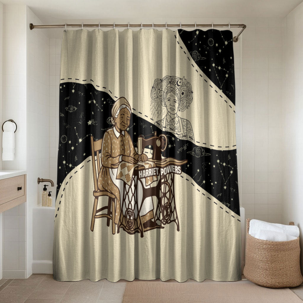 Harriet Powers Celestial Mystery Bathroom Set Vintage Line Art - African American Folk Quilt Pattern