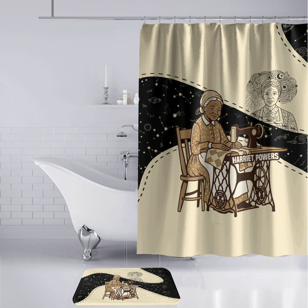 Harriet Powers Celestial Mystery Bathroom Set Vintage Line Art - African American Folk Quilt Pattern
