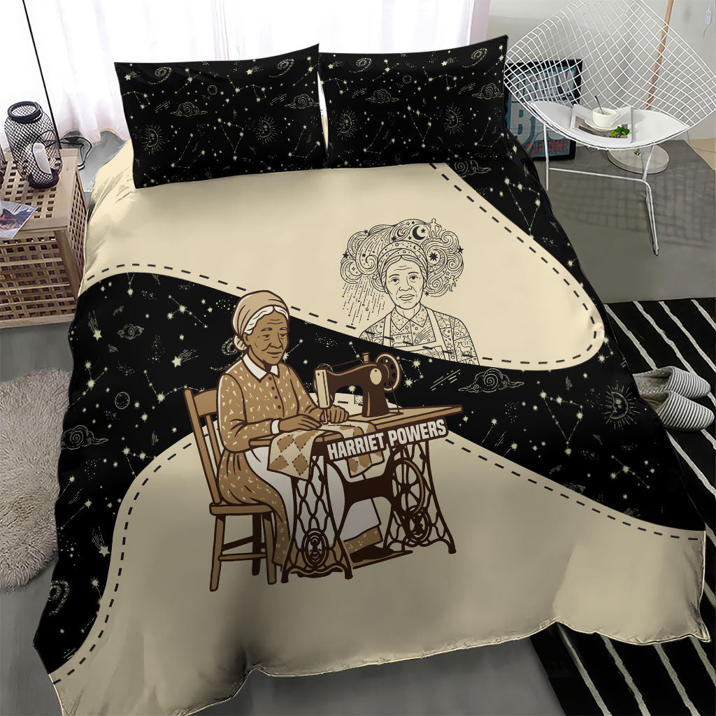 Harriet Powers Celestial Mystery Bedding Set Vintage Line Art - African American Folk Quilt Pattern