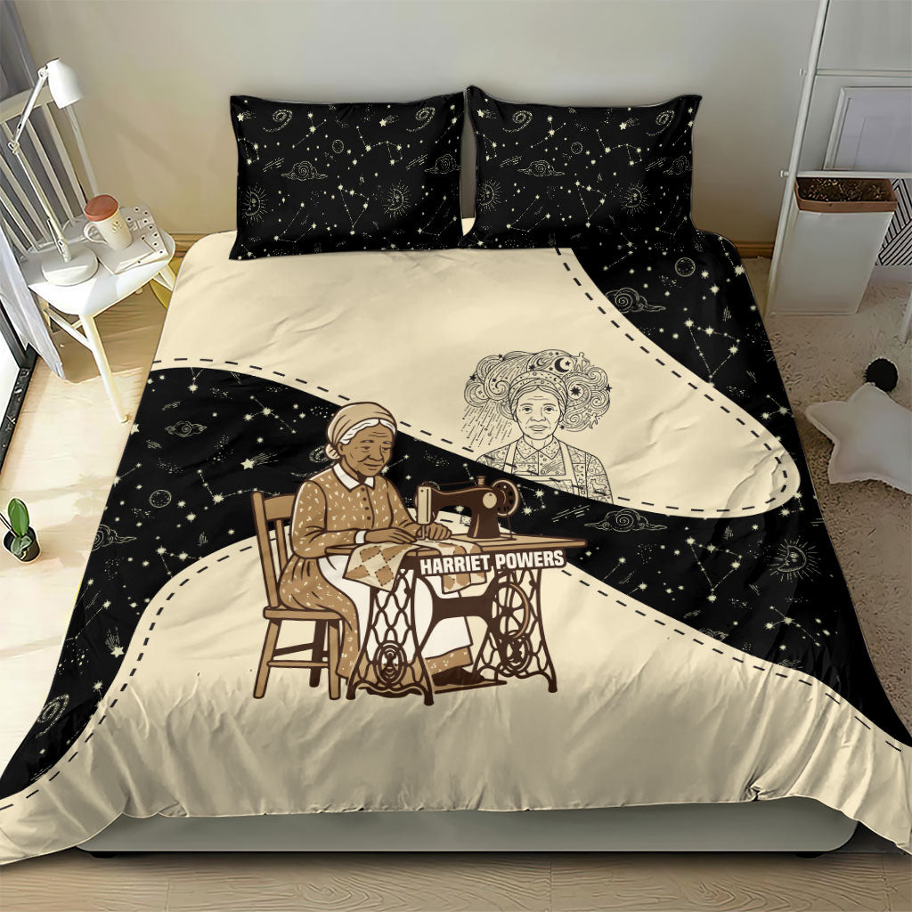 Harriet Powers Celestial Mystery Bedding Set Vintage Line Art - African American Folk Quilt Pattern