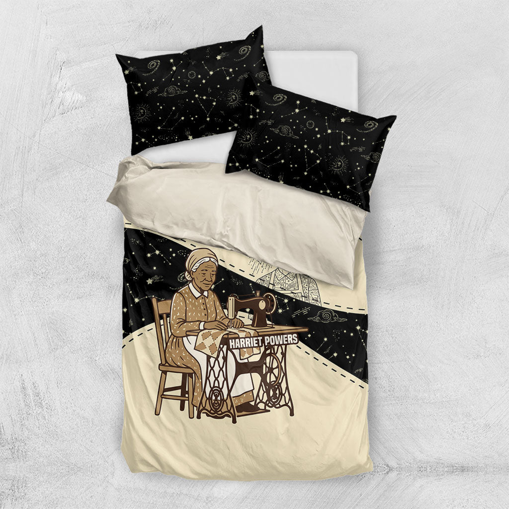 Harriet Powers Celestial Mystery Bedding Set Vintage Line Art - African American Folk Quilt Pattern