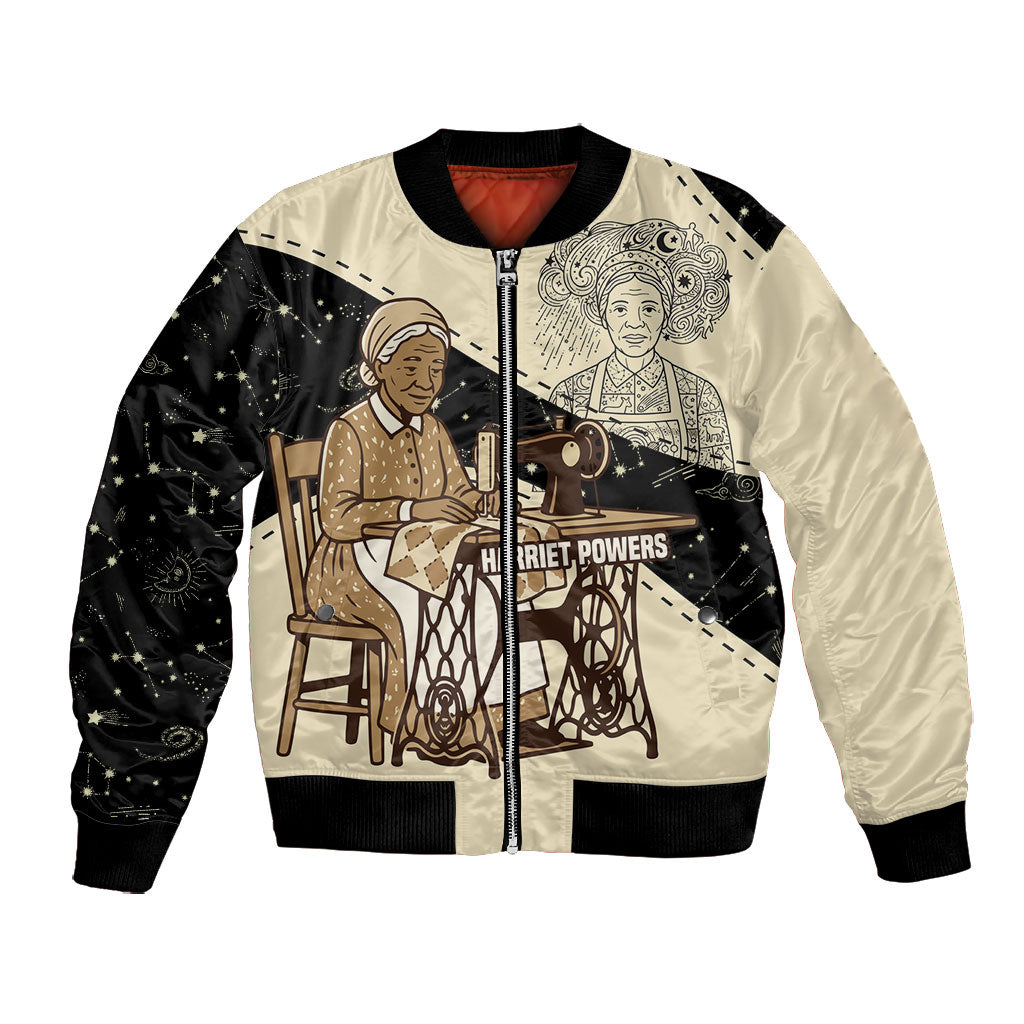 Harriet Powers Celestial Mystery Bomber Jacket Vintage Line Art - African American Folk Quilt Pattern
