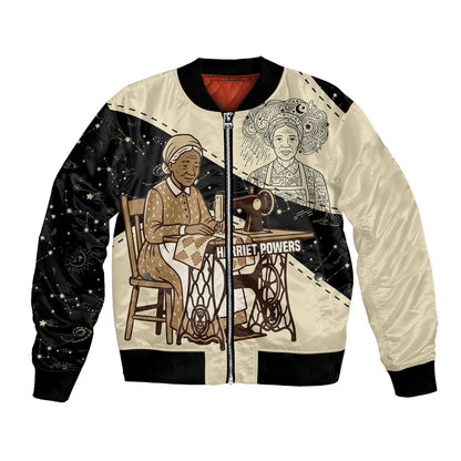 Harriet Powers Celestial Mystery Bomber Jacket Vintage Line Art - African American Folk Quilt Pattern