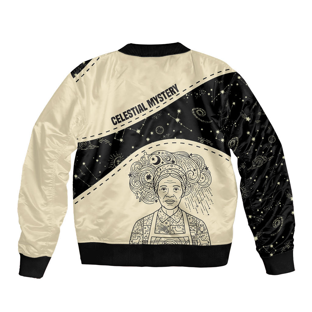 Harriet Powers Celestial Mystery Bomber Jacket Vintage Line Art - African American Folk Quilt Pattern