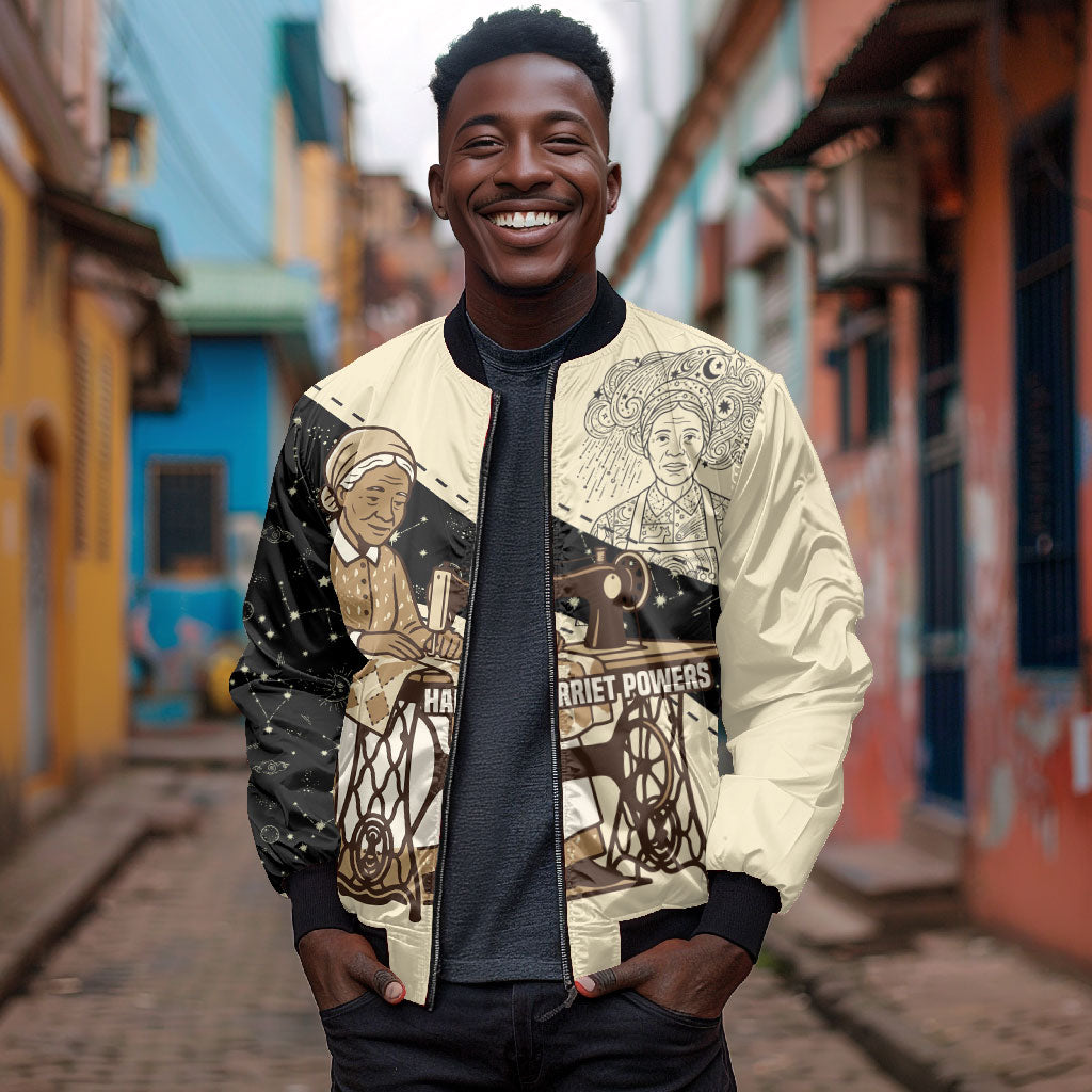 Harriet Powers Celestial Mystery Bomber Jacket Vintage Line Art - African American Folk Quilt Pattern