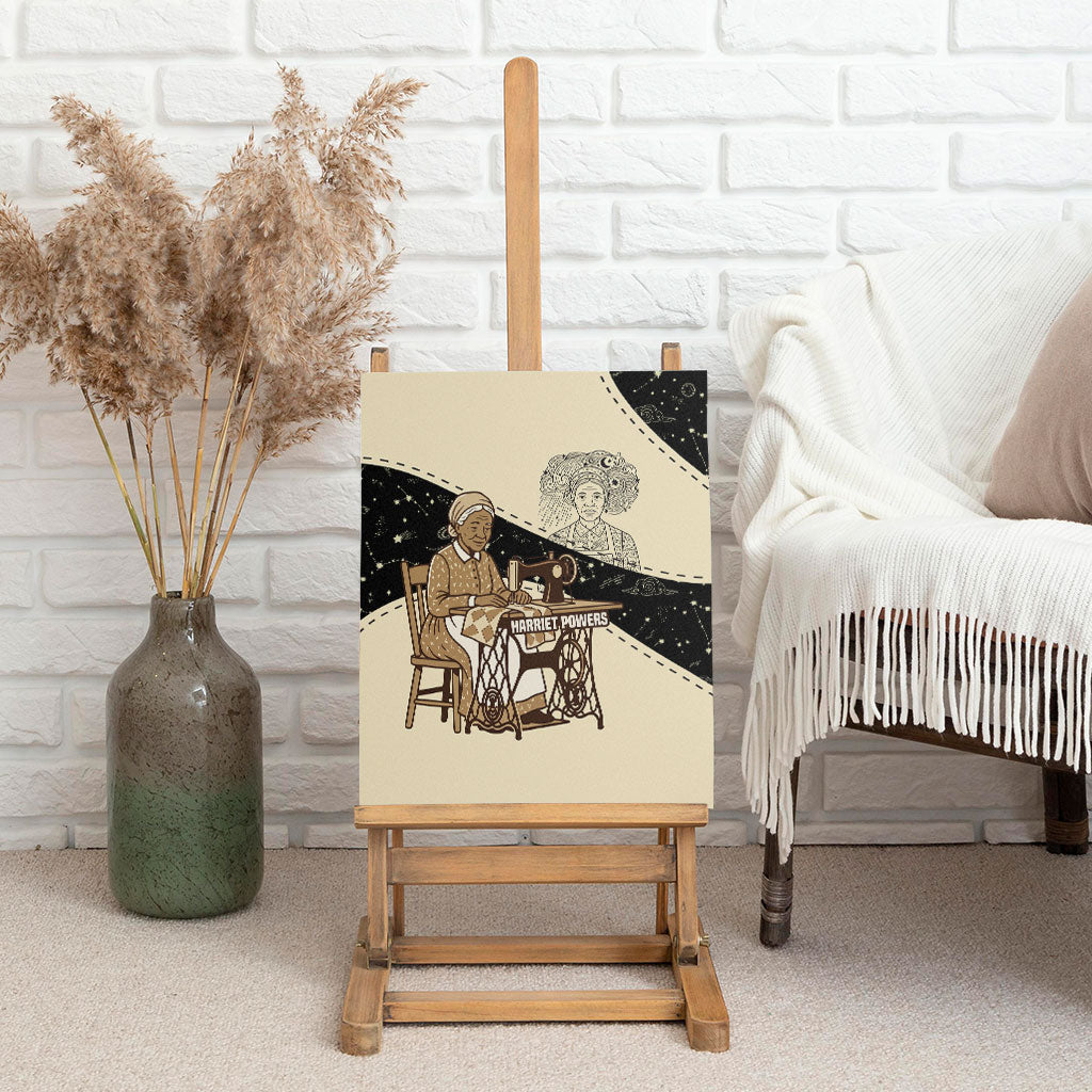 Harriet Powers Celestial Mystery Canvas Wall Art Vintage Line Art - African American Folk Quilt Pattern
