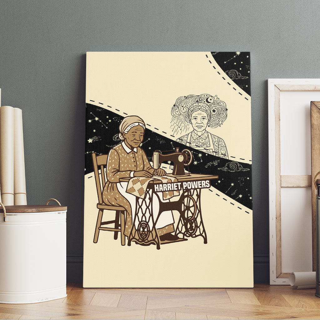 Harriet Powers Celestial Mystery Canvas Wall Art Vintage Line Art - African American Folk Quilt Pattern