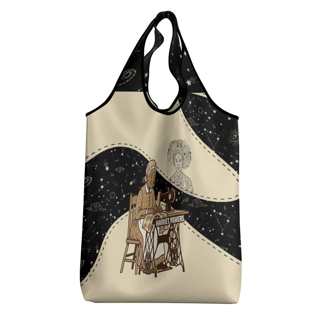 Harriet Powers Celestial Mystery Grocery Bag Vintage Line Art - African American Folk Quilt Pattern
