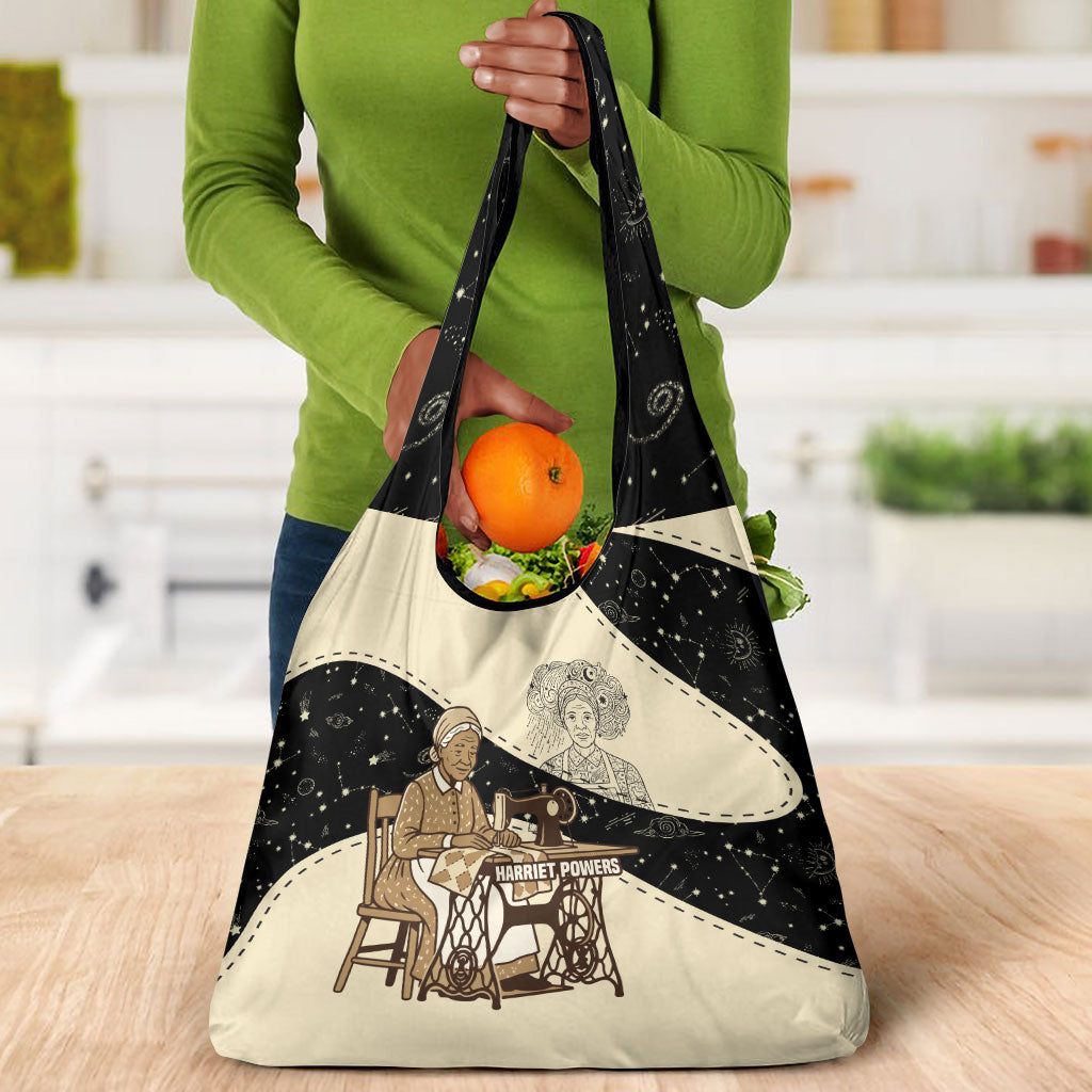 Harriet Powers Celestial Mystery Grocery Bag Vintage Line Art - African American Folk Quilt Pattern