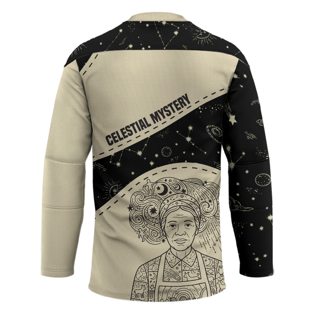 Harriet Powers Celestial Mystery Hockey Jersey Vintage Line Art - African American Folk Quilt Pattern