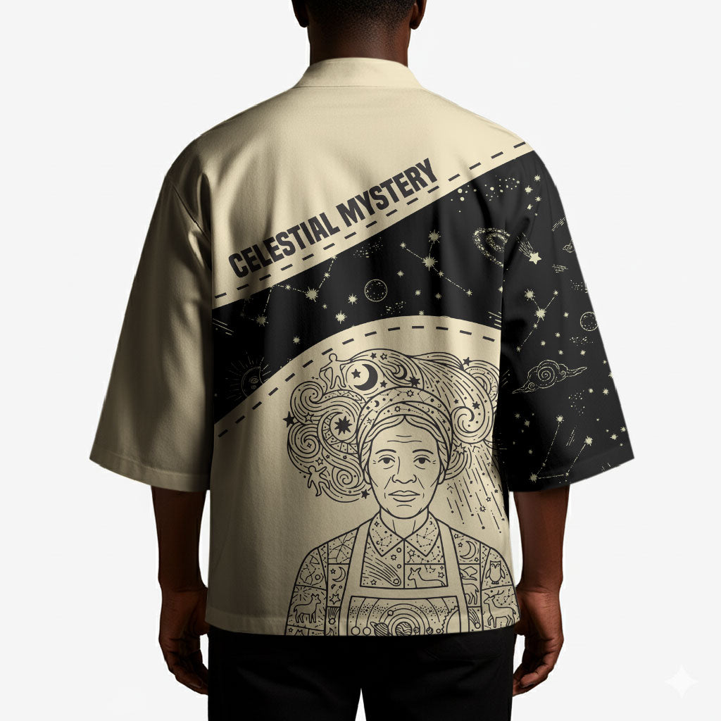 Harriet Powers Celestial Mystery Kimono Vintage Line Art - African American Folk Quilt Pattern