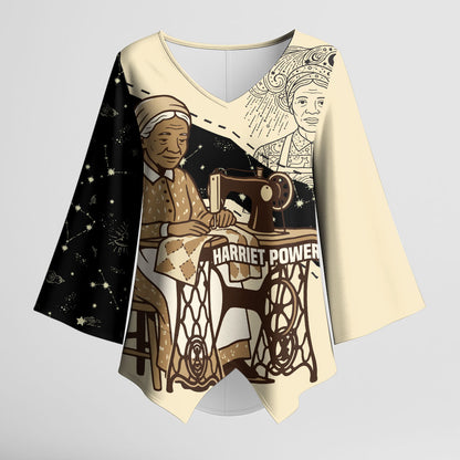 Harriet Powers Celestial Mystery Kimono Sleeve Blouse Vintage Line Art - African American Folk Quilt Pattern