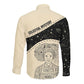 Harriet Powers Celestial Mystery Long Sleeve Button Shirt Vintage Line Art - African American Folk Quilt Pattern