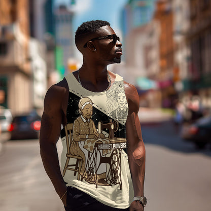 Harriet Powers Celestial Mystery Men Tank Top Vintage Line Art - African American Folk Quilt Pattern